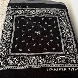 Jennifer Fisher Black and White Paisley Bandana Scarf
